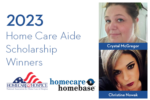 Headshots of our two team members, Christine Nowak and Crystal McGregor, who were the 2023 Home Care Aide Scholarship Winners
