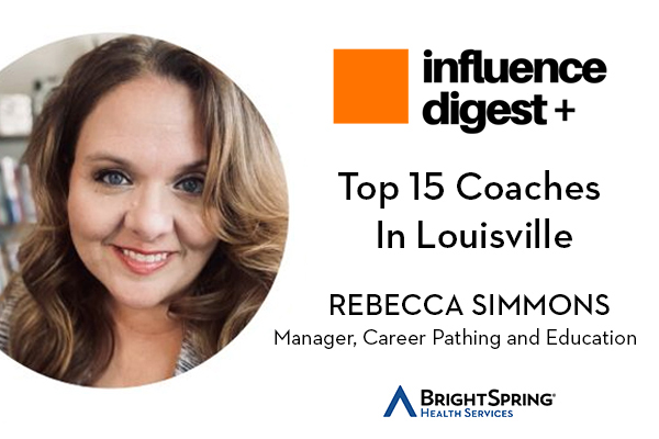 A headshot image of Rebecca Simmons, a Manager, Career Path and Education at BrightSpring who was selected as one of the top 15 coaches in Louisville, KY,