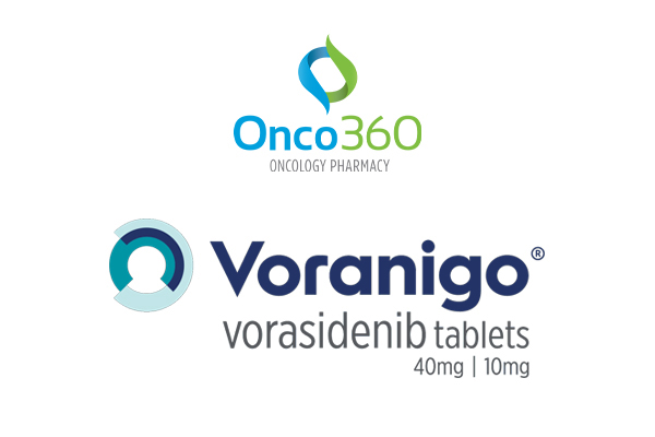 Onco360 logo and Voranigo logo